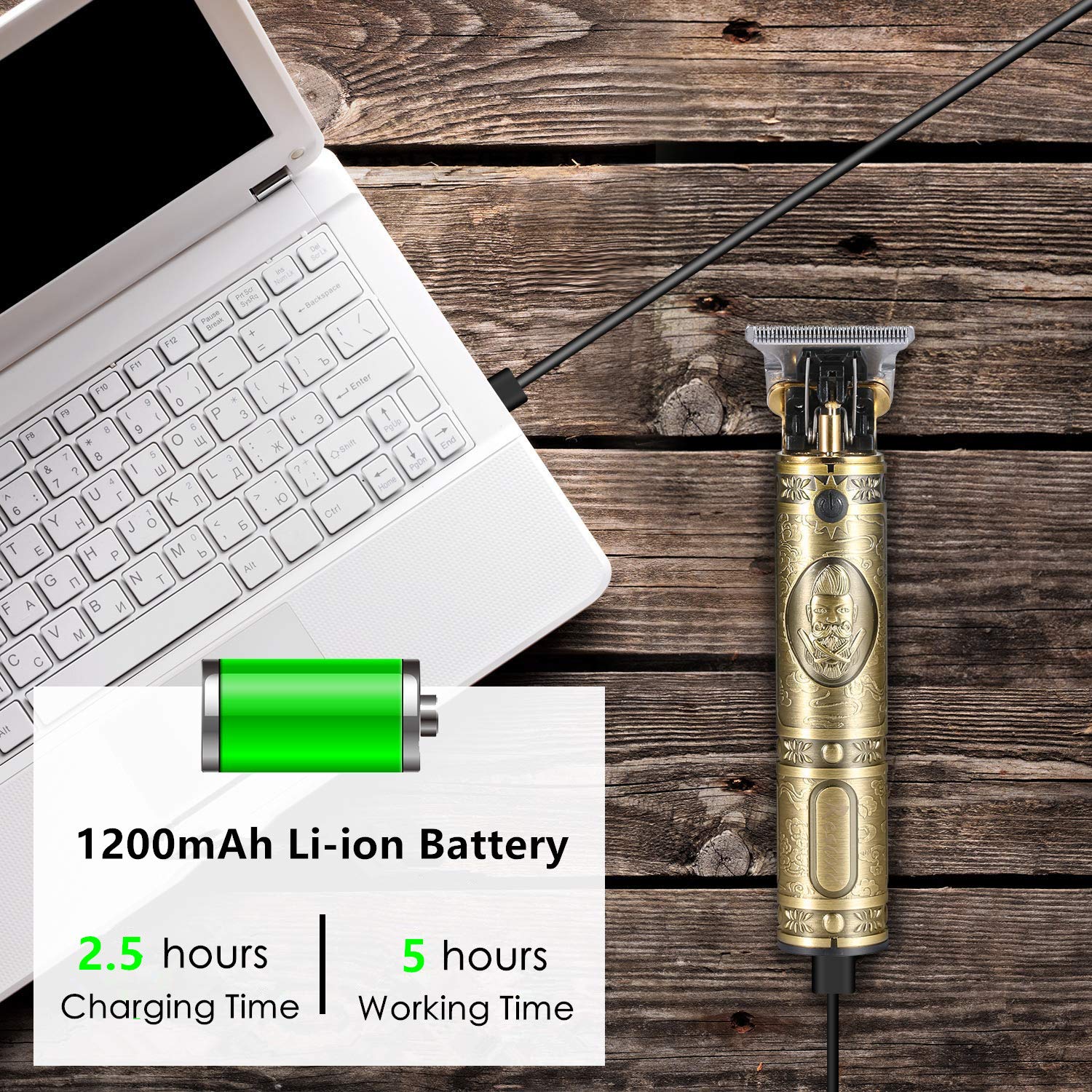 RESUXI Professional Cordless Hair Trimmer for Men - Gold Knight T-Blade Beard Trimmer & Zero Gapped Edgers - Electric Hair Clippers for Barber & Home Use - Perfect for Close Cutting, Styling & Grooming at Home or Salon