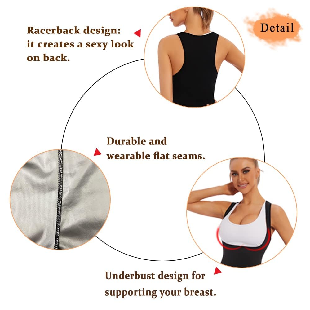 Women's Sweat Vest for Sauna & Workout - Waist Trainer T-Shirt for Weight Loss & Body Shaping - Slimming Gym Wear for Exercise & Fitness Training