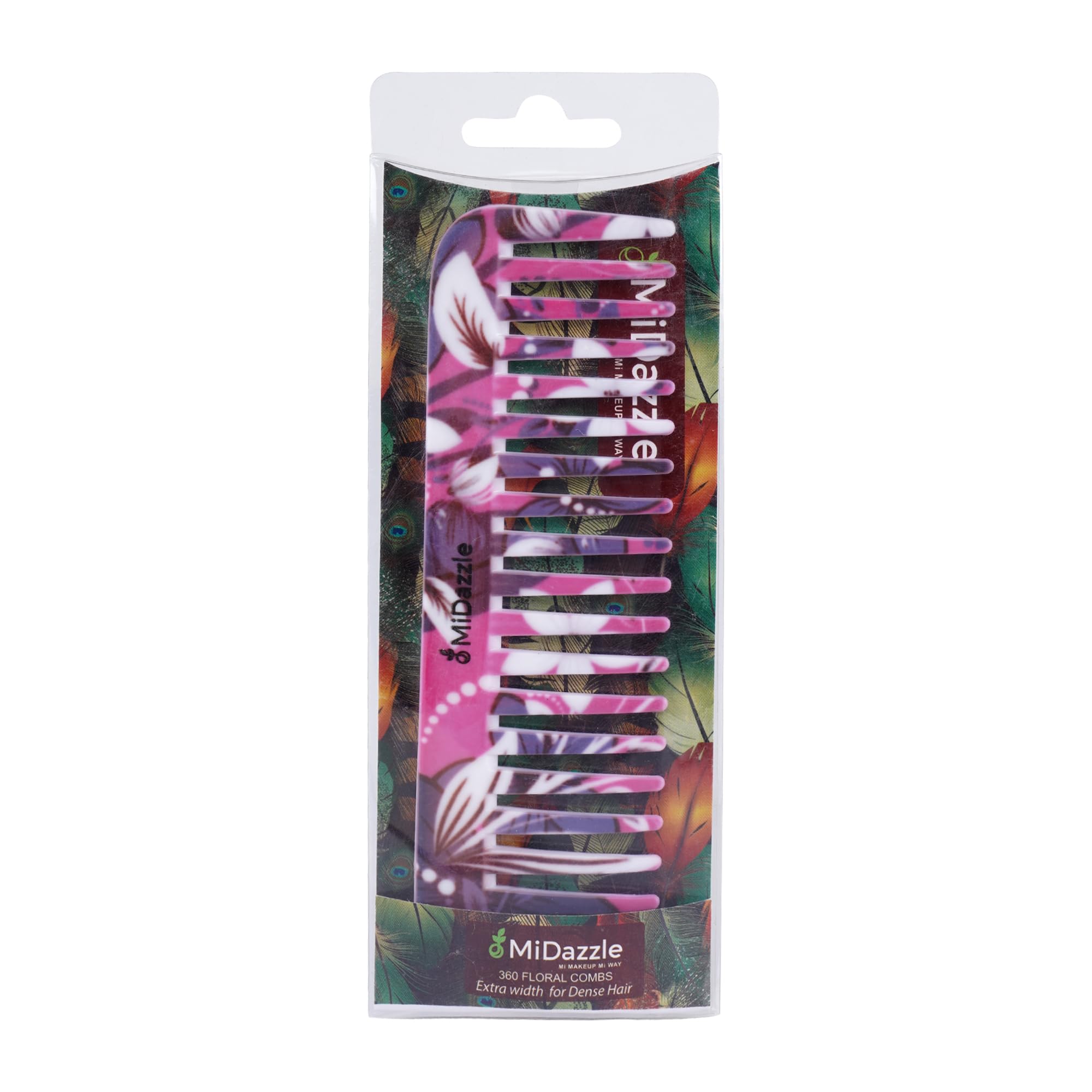 Midazzle 360 Floral Shampoo Comb - Medium Hair Detangling Brush for Wet & Dry Hair - Perfect for Salon, Home Use & Travel