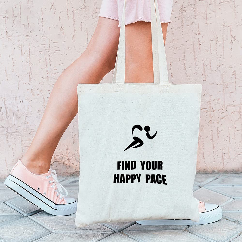 Happy Pace Natural Canvas Tote Bag - Eco-Friendly Reusable Shopping Bag for Groceries, Beach & Daily Use | Durable Cotton Carryall for Work, Travel & Errands