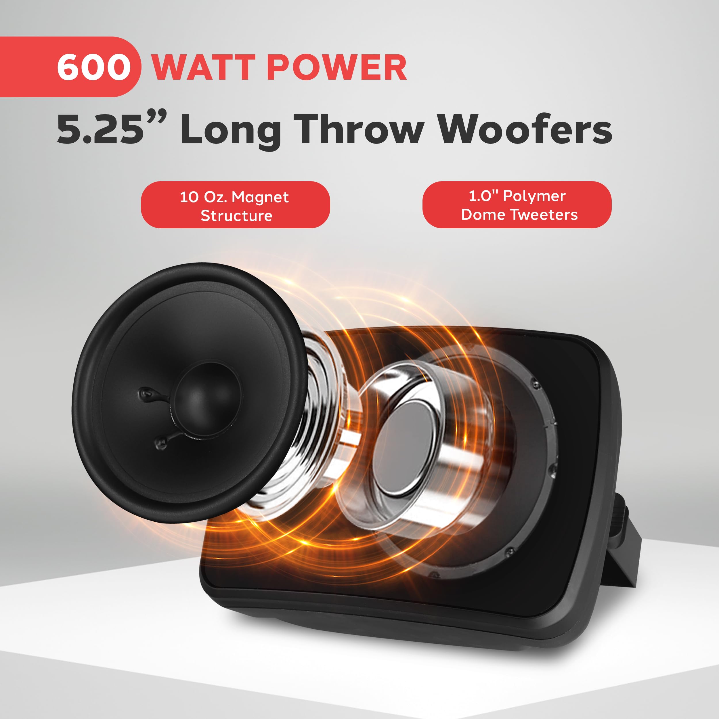 Pyle 5.25 Inch 2-Way Outdoor Waterproof Wireless Bluetooth Speakers - Heavy Duty Grill Cabinet Enclosure - Mountable Dual Speaker System (2 Pack, Black) - Perfect for Patio, Pool Party, Backyard & Outdoor Entertainment