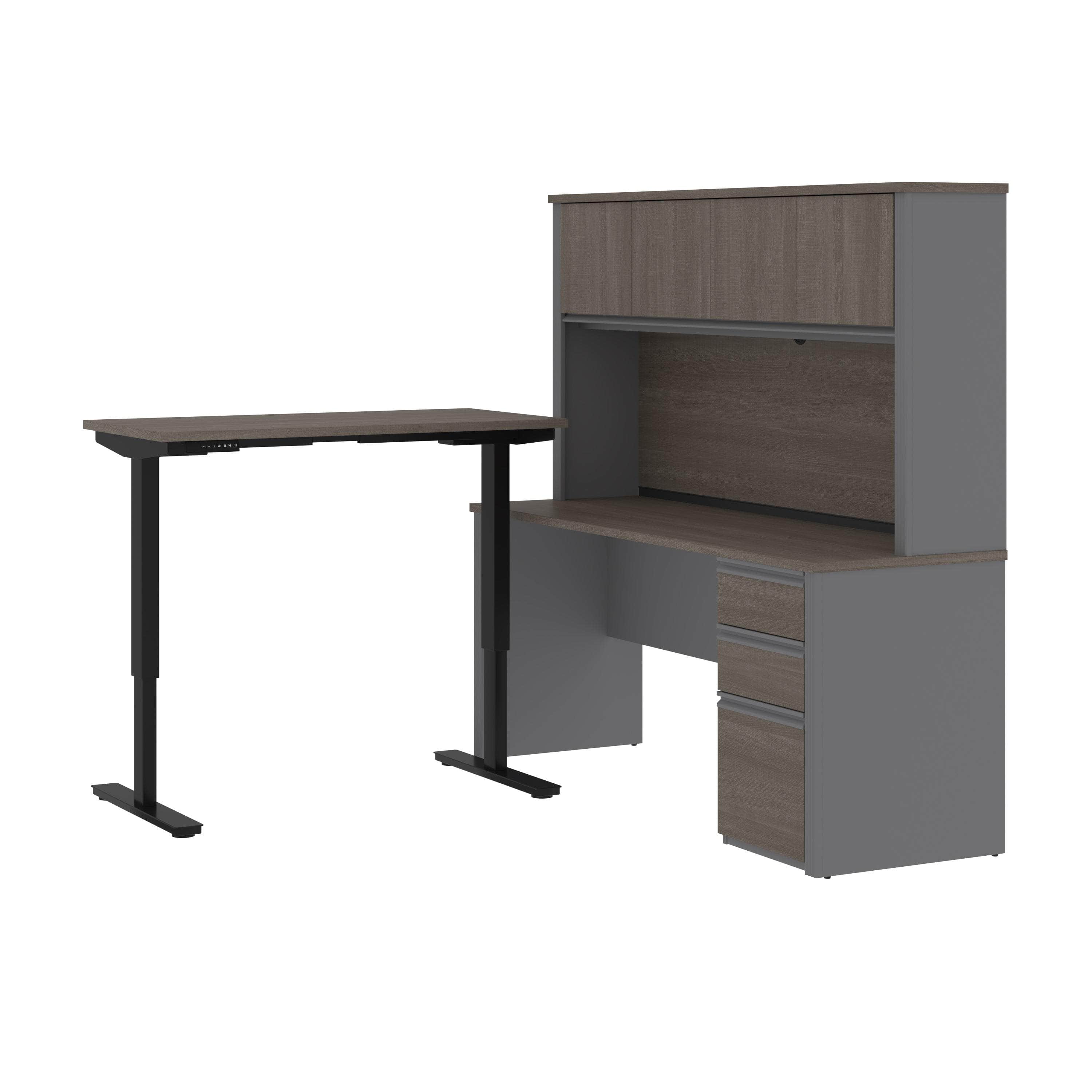 72W L-Shaped Standing Desk with Hutch & Pedestal - 2 Color Options | Ergonomic Home Office Workstation for Productivity & Comfort