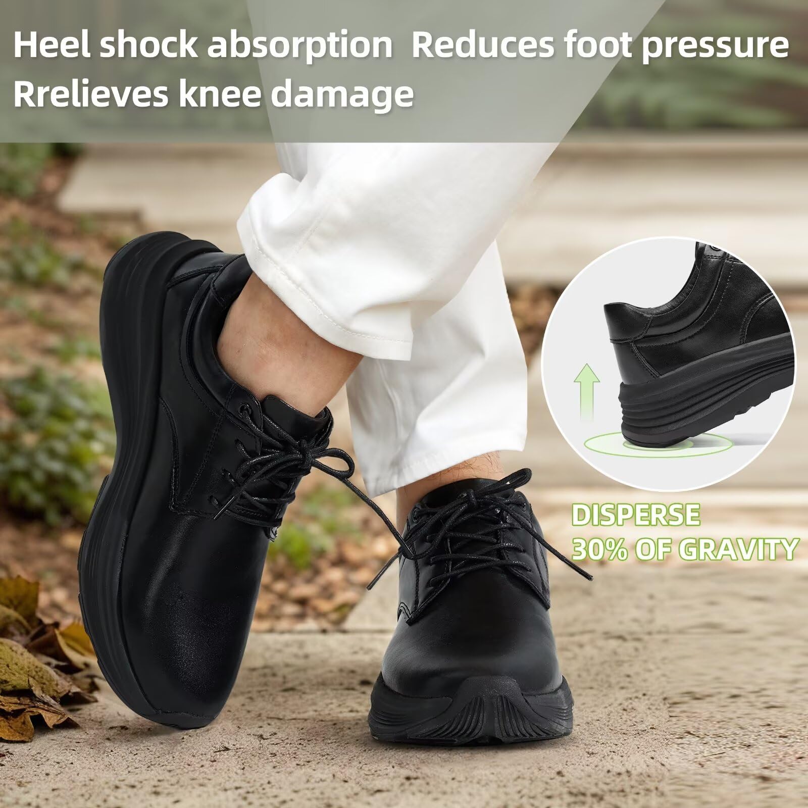 OrthoComfoot Men's Orthopedic Leather Dress Shoes - Arch Support Oxfords for Plantar Fasciitis & Heel Pain Relief - Comfortable Business & Casual Walking Shoes for Work, Travel & Daily Wear