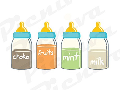 Picniva A3 (3 Inch) Milk Bottle Baby Nursery Room Decor - Clear Vinyl Wall Stickers for Kids' Bedroom, Playroom & Daycare Decoration