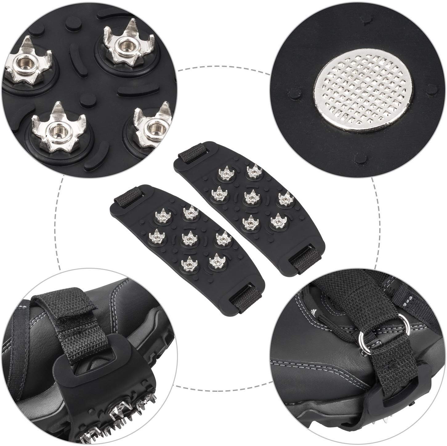 7-Point Anti-Skid Crampon Traction Cleats for Walking, Jogging, Hiking & Mountaineering - Ice & Snow Grips for Boots & Footwear - Perfect for Winter Trails, Icy Sidewalks & Outdoor Adventures