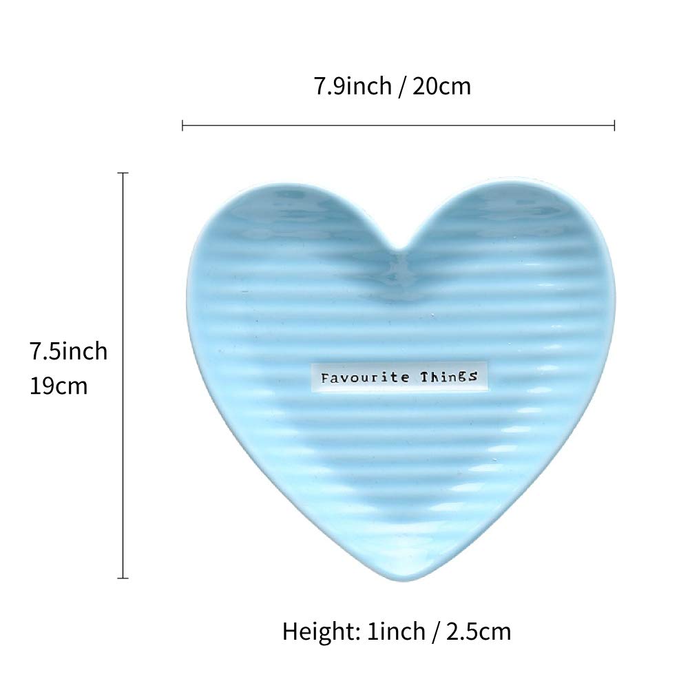 Elegant Blue Ceramic Heart-Shaped Plate 7.9 Inch - Perfect for Desserts, Salads, Kitchen Decor, Birthday Parties, Christmas Gifts & Wedding Dinner Tableware | Ideal for Romantic Dinners, Holiday Celebrations & Special Occasions