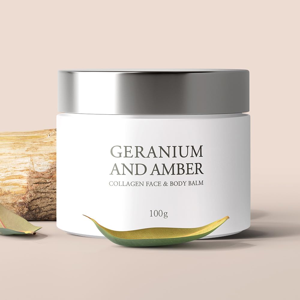 Geranium & Amber Collagen Face and Body Cream - Anti-Aging Moisturizer for Dry Skin | Day & Night Hydration | Organic Skincare for Women & Men