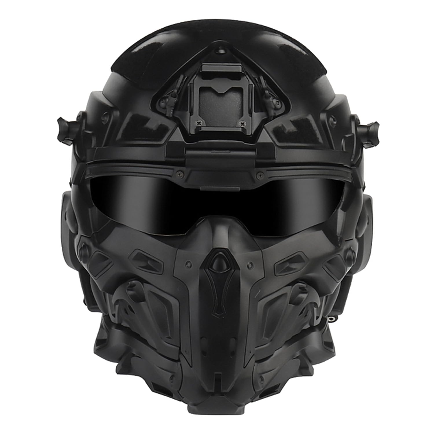 iMeshbean Tactical Airsoft Helmet with Paintball Full Face Mask - Built-in Headset, Goggles & Anti-Fog Fan - Military Style Protective Gear for Outdoor Airsoft, CS Games, Hunting & Tactical Training (Black)