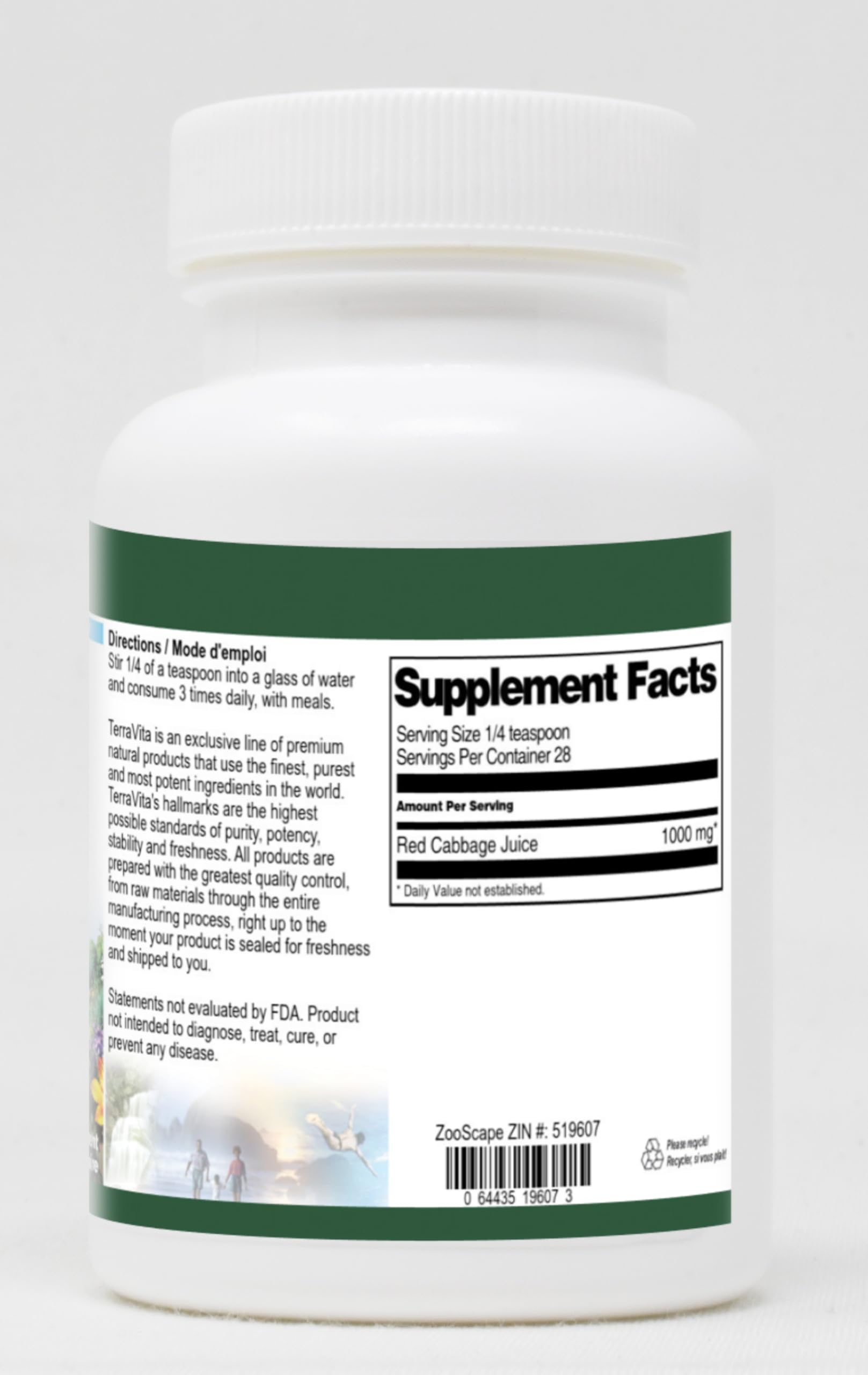 Organic Red Cabbage Juice Powder 1oz - Natural Antioxidant Rich Superfood Supplement for Smoothies, Baking & Wellness Drinks (ZIN: 519607) | Vegan, Gluten-Free & Non-GMO