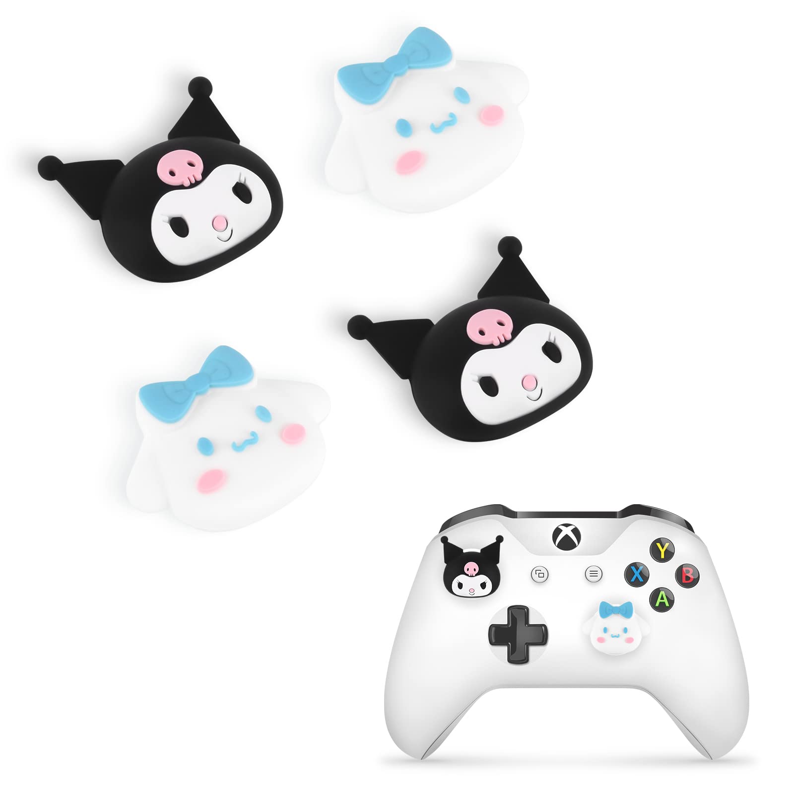 DLseego Anime Thumbstick Grip Set for Xbox Series X, PS5, PS4, Switch Pro Controller - Demon Bunny & Cloud Dog Design, Joystick Protection Caps - Perfect for Gaming, Streaming & Long Play Sessions
