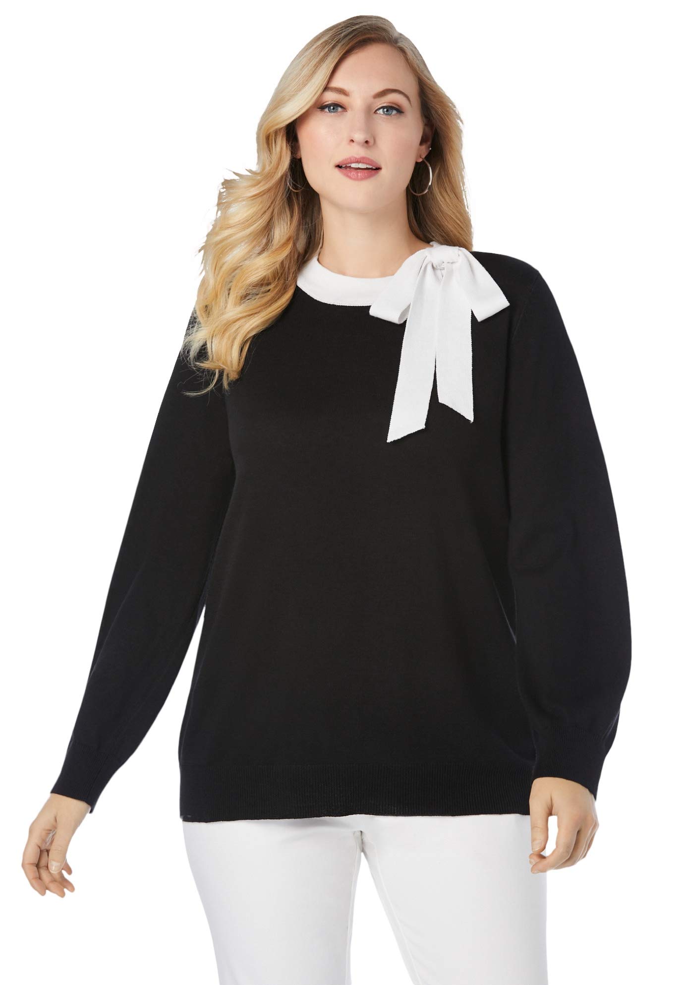 Jessica London Plus Size Tie-Neck Sweater for Women - Office & Casual Wear