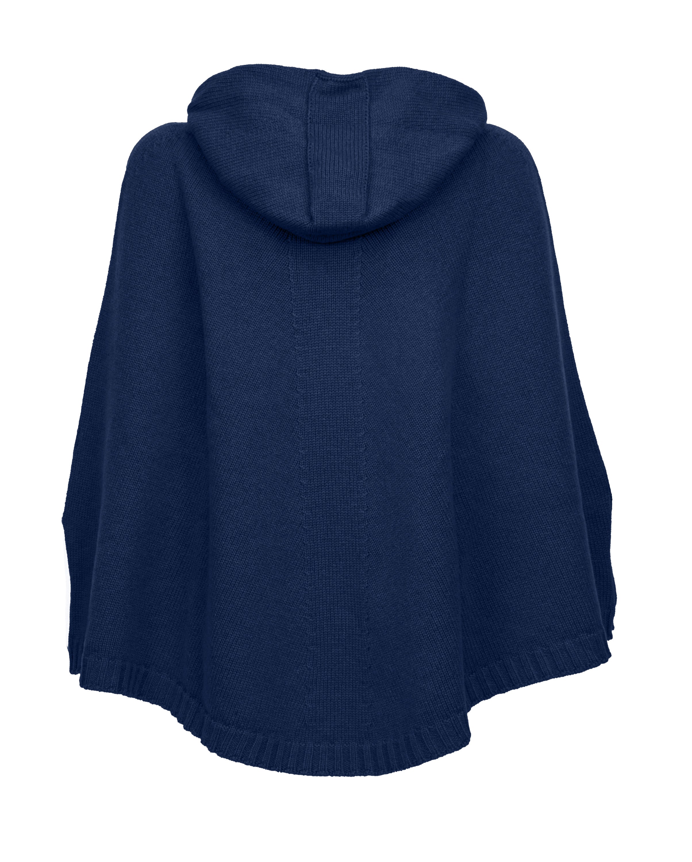 Women's Pure Cashmere Hoodie Poncho - Soft Blue Melange Wrap Sweater | Cozy Winter Wear for Lounge, Travel & Outdoor Activities