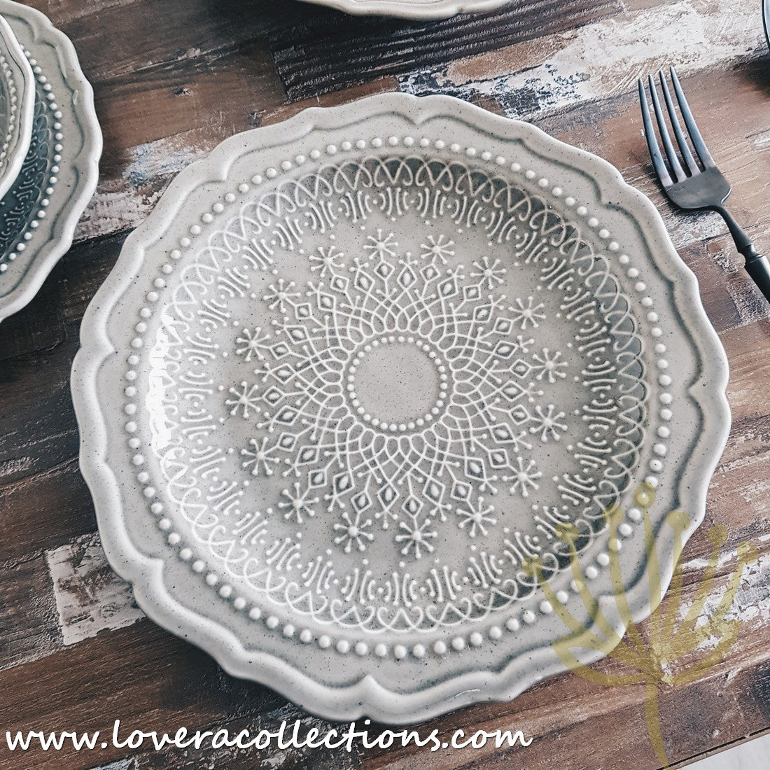 French Lace Dinnerware Set - Elegant Porcelain Plates & Bowls for Formal Dining, Wedding Reception & Holiday Table Setting (50% Off Limited Time Sale)