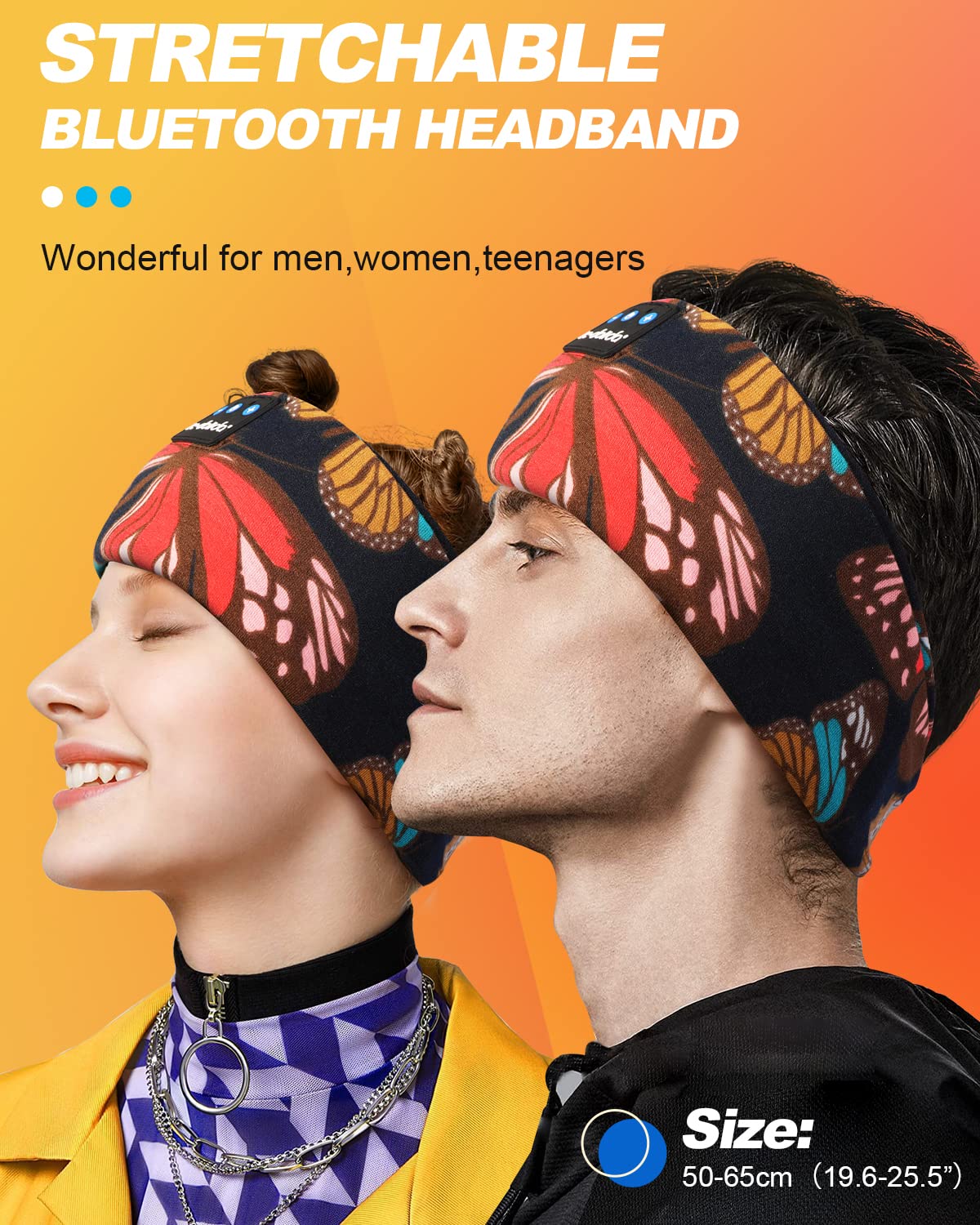 **LC-dolida Bluetooth 5.4 Sleep Headphones Headband – Wireless Sports Headband with Built-in Speaker & Mic, USB-C Charging – Perfect for Sleeping, Workout, Jogging, Yoga, Travel, Meditation & Insomnia Relief (Butterfly Design)**    *(Use Cases: Ideal for side sleepers, gym workouts, late-night relaxation, noise-free travel, and mindfulness meditation.)*