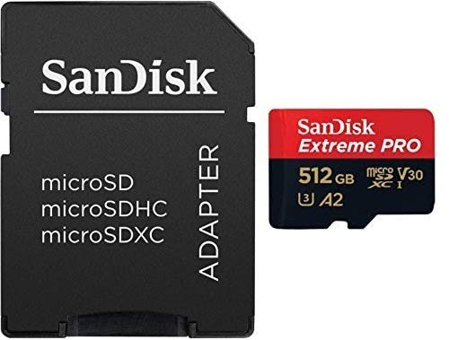 SanDisk 512GB Extreme Pro MicroSDXC UHS-I Memory Card - Class 10, A2, V30, U3 for Smartphones, Nintendo Switch, DSLR Cameras, Drones, Action Cameras - Bundle with SD Card Reader - Perfect for 4K Video Recording, Fast App Loading & Gaming Storage Expansion