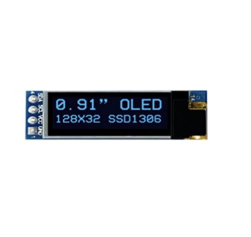 0.91 Inch 128x32 Blue OLED Display Module with I2C/IIC Interface - Perfect for Arduino, Raspberry Pi & DIY Electronics Projects