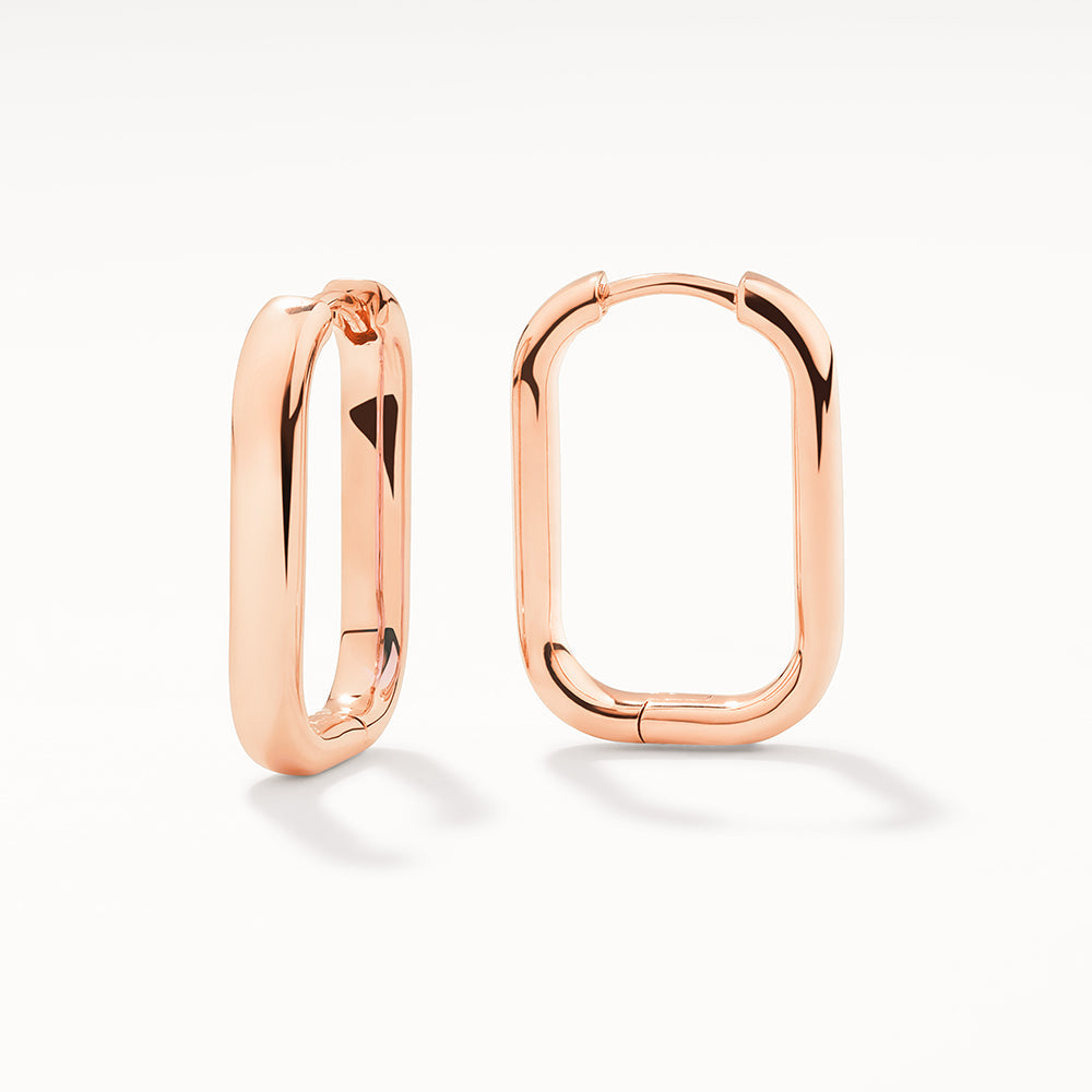 Rose Gold Midi Paperclip Earrings for Women - Trendy Minimalist Hoop Earrings for Everyday Wear, Office & Date Night