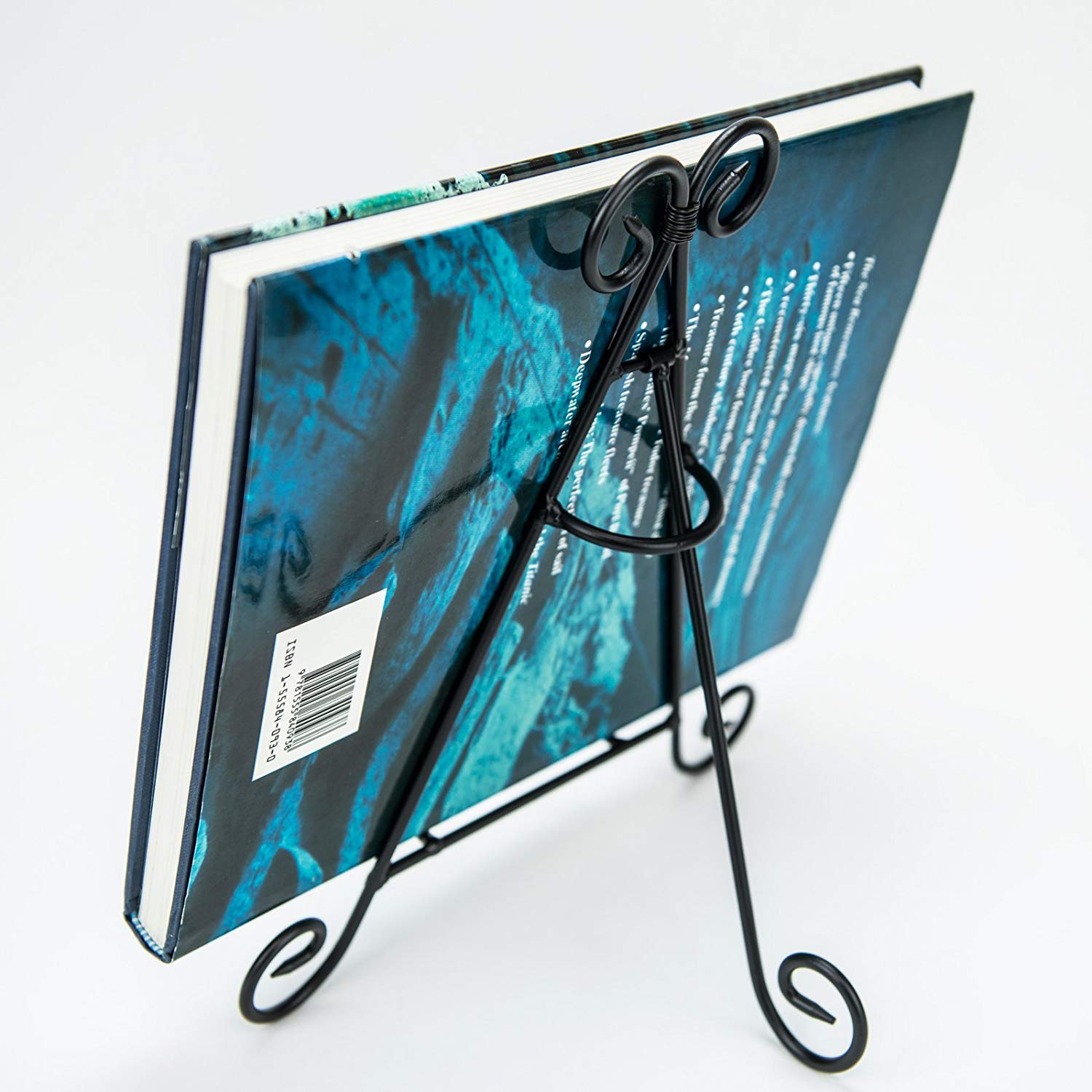 HUJI 12-Inch Heavy Duty Iron Display Stand - Perfect for Home & Kitchen Decor, Platters, Pictures, Photo Frames, Books - Ideal for Shelf Decor, Tabletop Displays, and Wall Art Organization