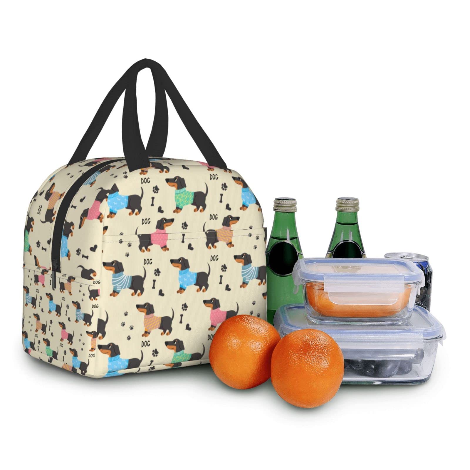 Insulated Dachshund Lunch Box for Women & Men - Reusable Washable Cooler Tote Bag for Office, Work, Picnic & Beach - Lightweight Meal Prep Container for Daily Use & Outdoor Activities