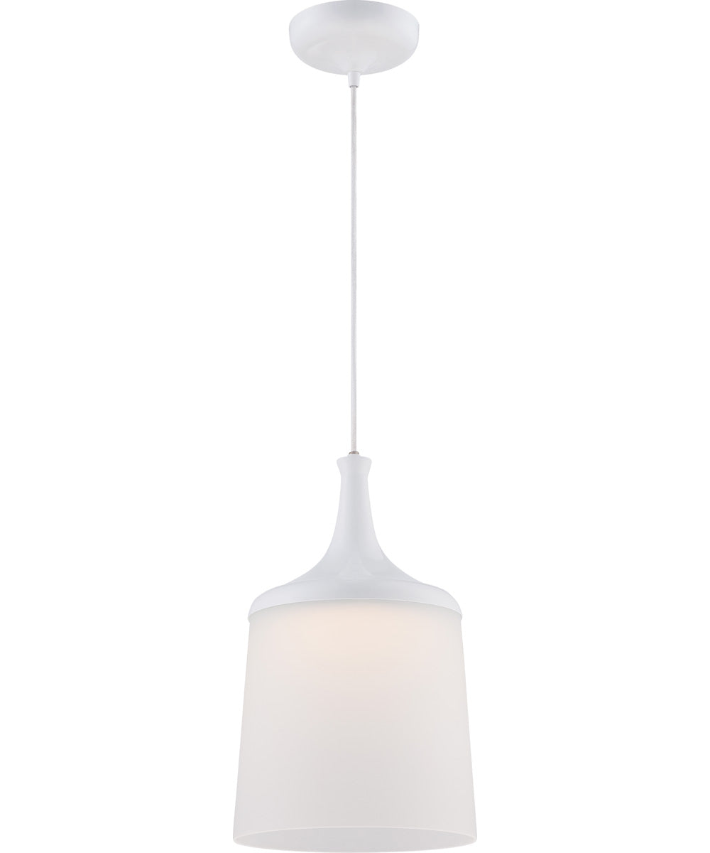11W Denny 1 Light Pendant Light Fixture in Glacier White - Modern Ceiling Lighting for Kitchen, Dining Room, and Entryway