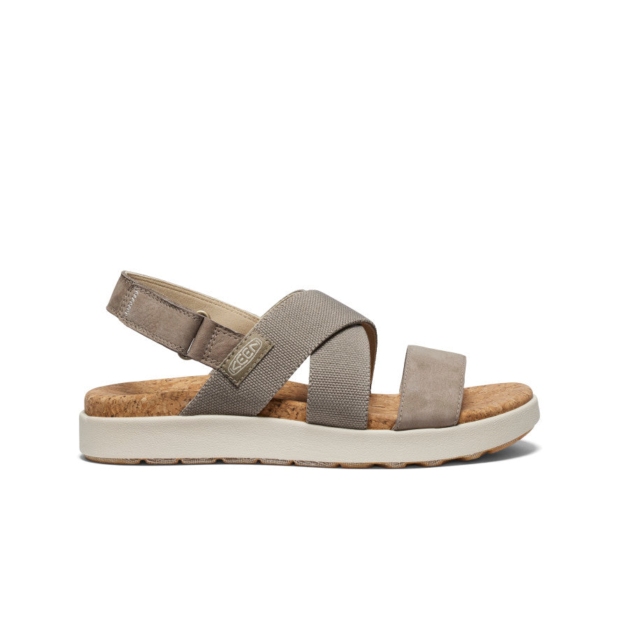 Women's Elle Criss Cross Sandals - Comfortable Brindle/Birch Strappy Summer Shoes for Beach, Vacation & Casual Outings