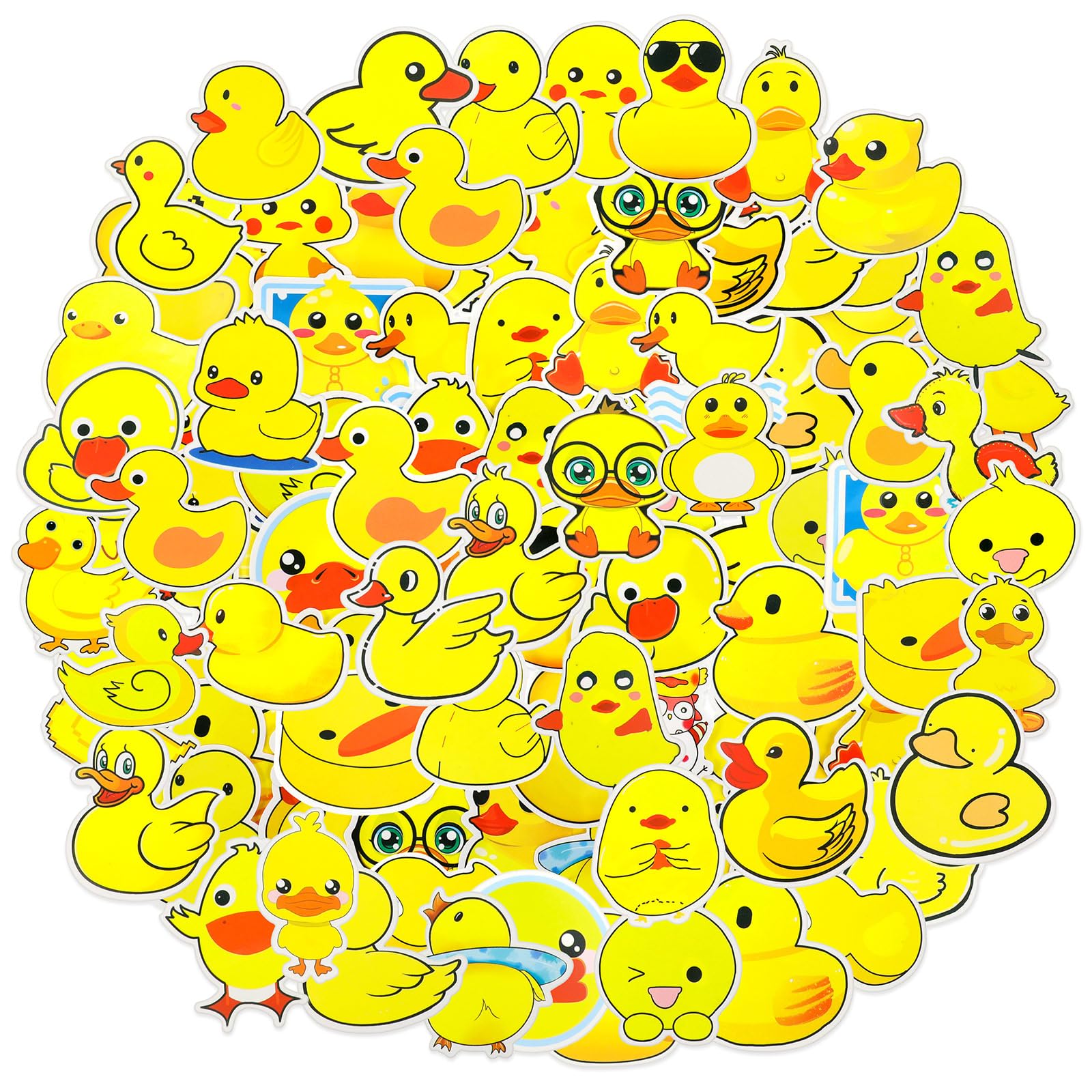 Libima 100 Pcs Waterproof Yellow Duck Stickers - Cute Duck Decals for Water Bottles, Laptops, Luggage & Skateboards - Fun Vinyl Stickers for Kids & Teens - Perfect for School Supplies, DIY Crafts & Room Decor
