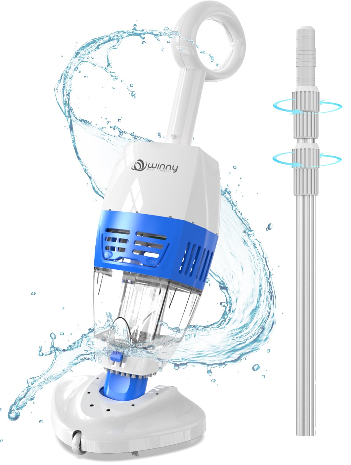 2024 Upgraded Rechargeable Handheld Pool Vacuum for Above Ground Pools - 60 Min Runtime, Telescopic Pole & 2-in-1 Cleaning Head - Ideal for Small Pools, Hot Tubs, Spas, and Ponds - Perfect for Quick Cleaning and Maintenance