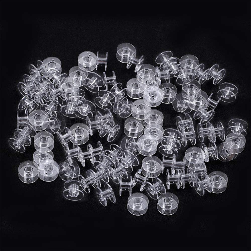 50PCS Clear Plastic Sewing Machine Bobbins - Compatible with Brother, Janome, Singer & Elna - Perfect for Quilting, Dressmaking & DIY Sewing Projects
