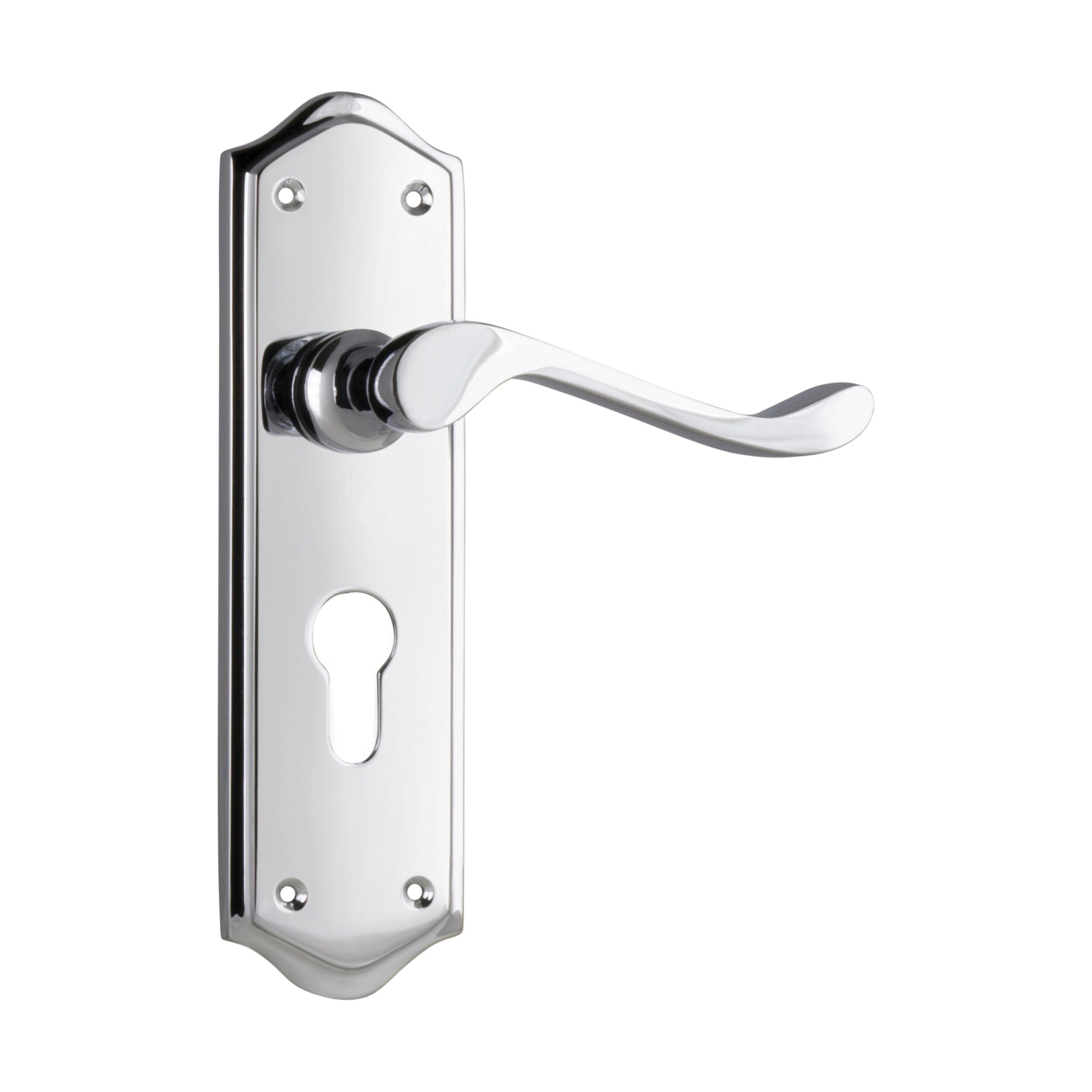 0874E Chrome Plated Door Lever Henley Euro Pair - H180xW50xP58mm - Perfect for Modern Homes, Offices & Commercial Spaces