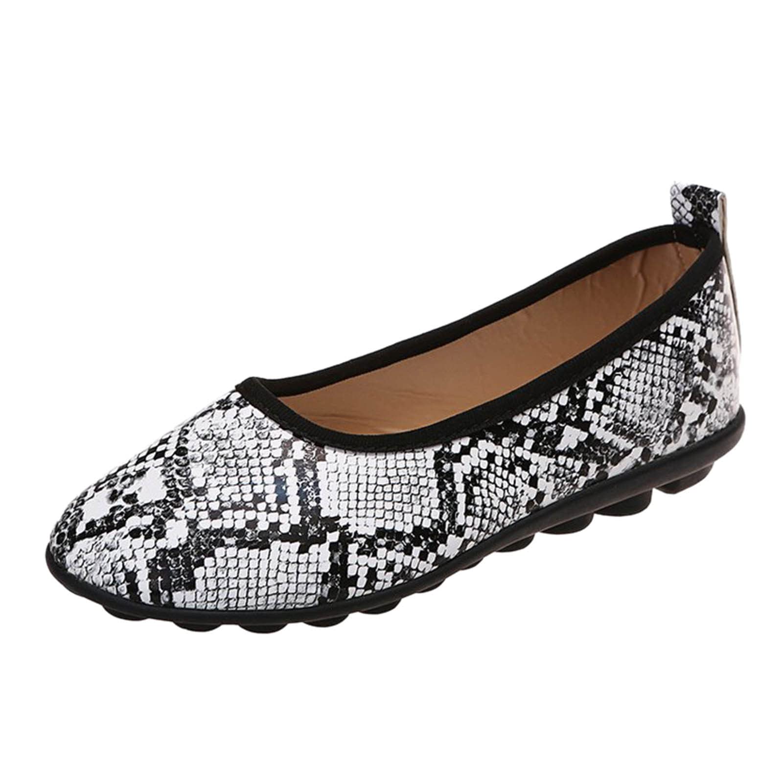 Women's Ballet Flats - Fashionable Snake Print Casual Shoes for Women | Comfortable Large Size Retro Style | Perfect for Office, Travel & Everyday Wear