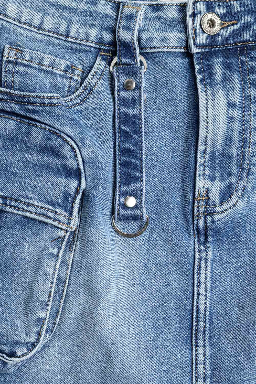 Cargo Mini Denim Skirt with Hanging Details - Stylish & Trendy for Casual Outfits, Streetwear, and Summer Fashion