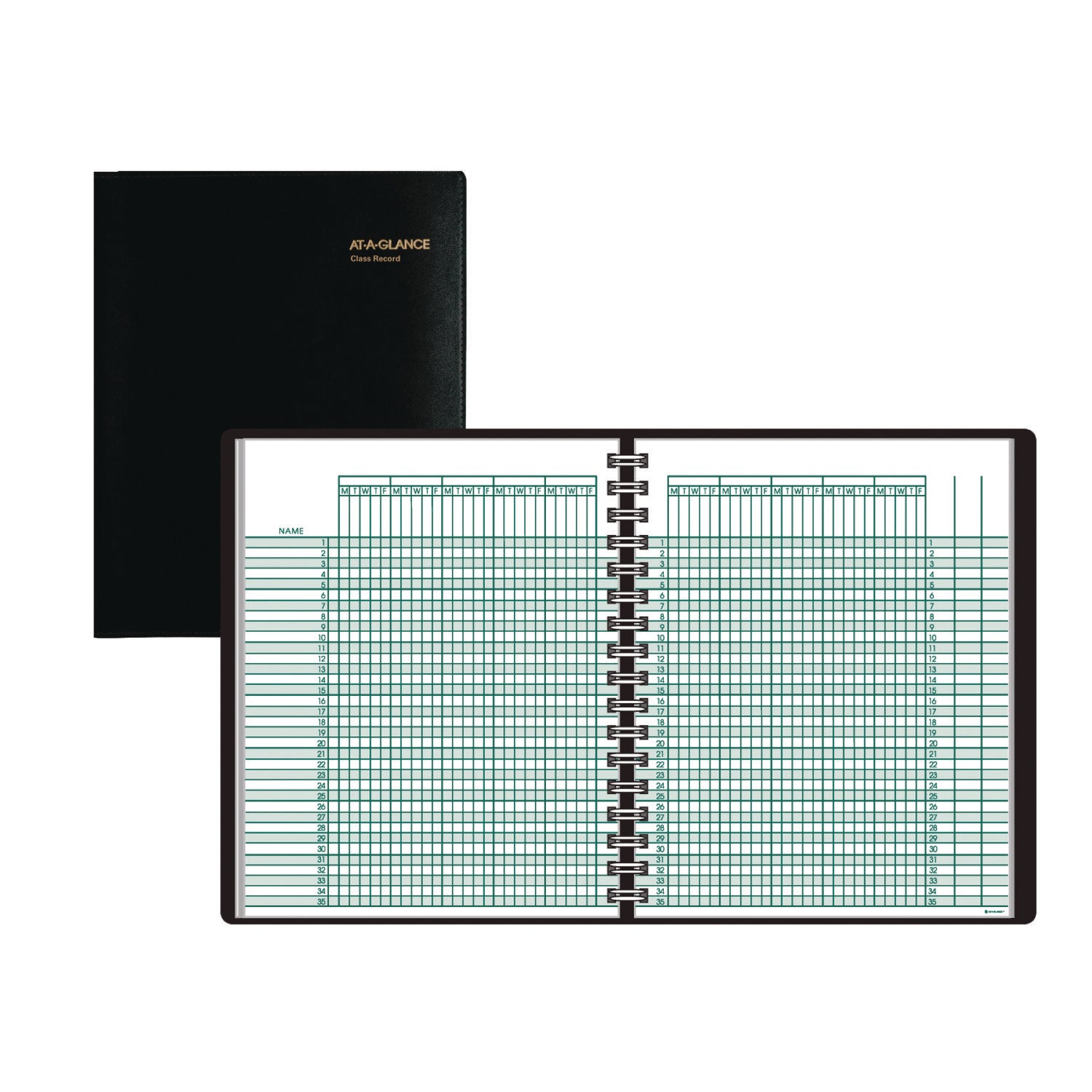 AT A GLANCE® Undated Teacher Grade Book - 9-10 Week Term, 2 Page Spread for 35 Students, 8.25
