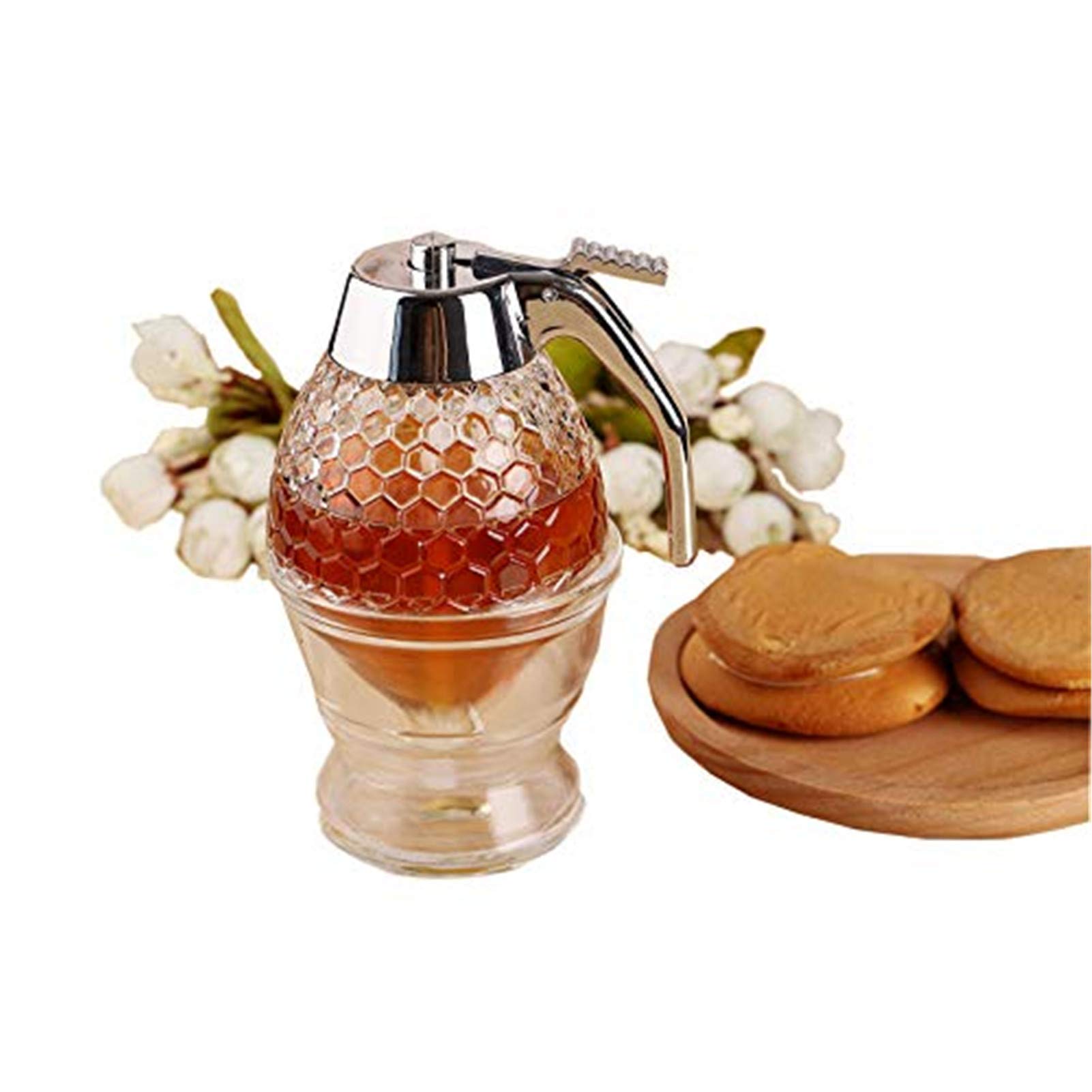 Premium Mini Honey Pot - 200ml Honey Dispenser with Press-Type Lid | Glass Syrup Jar for Kitchen, Tea, Coffee & Baking | Ideal for Liquid Seasoning Storage & Organization