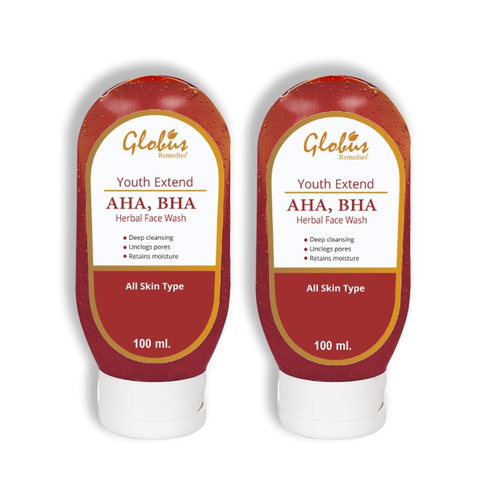 Best AHA BHA Herbal Face Wash for Anti-Aging & Exfoliation - 100ml (Pack of 2) - Gentle Daily Cleanser for Acne, Wrinkles & Brightening Skin - Perfect for Morning & Night Skincare Routine