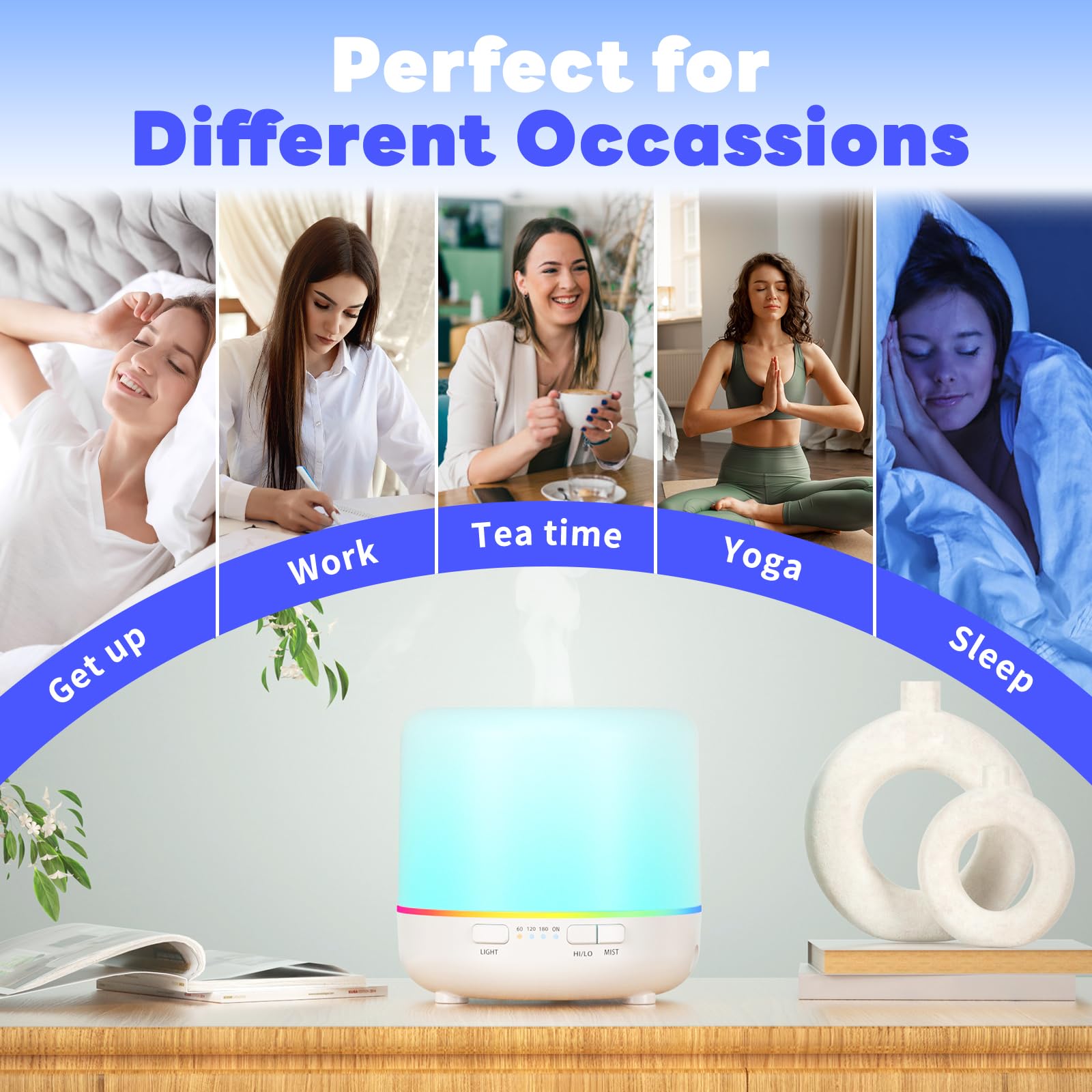 200ml Colorful Essential Oil Diffuser with Adjustable Mist Mode & Auto Shut-Off - Perfect for Aromatherapy in Bedroom, Office, Travel and Yoga Meditation