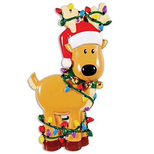 Personalized Deer Tangled in Lights Christmas Ornament - Perfect for Holiday Tree Decorations & Festive Home Decor