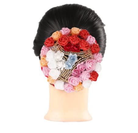 NAVMAV Artificial Rose Flower Hair Accessories - Bridal Bun Juda Maker, Fabric Flower Gajra for Women & Girls (Multi-color) | Perfect for Weddings, Parties & Special Occasions