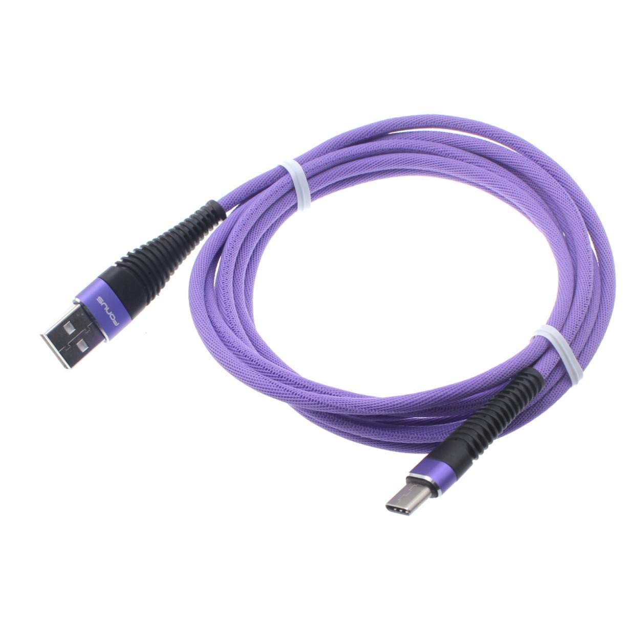 10ft USB Type C Cable for Samsung Galaxy A50/A30/A20 - Fast Charging Braided Purple USB-C Charger Cord | Durable Long Phone Charger for Home, Office & Travel