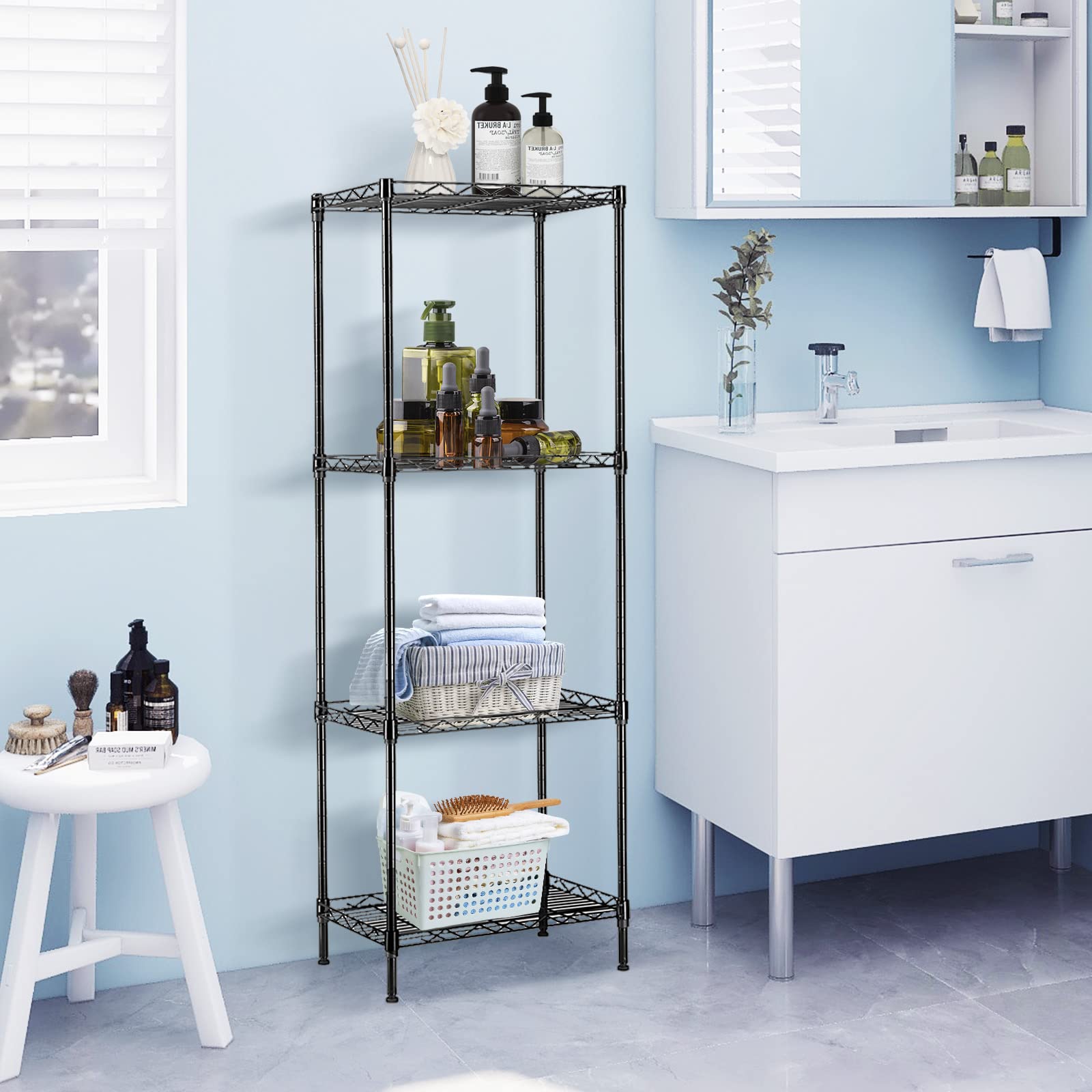 4-Tier Adjustable Wire Shelving Unit - 11.8