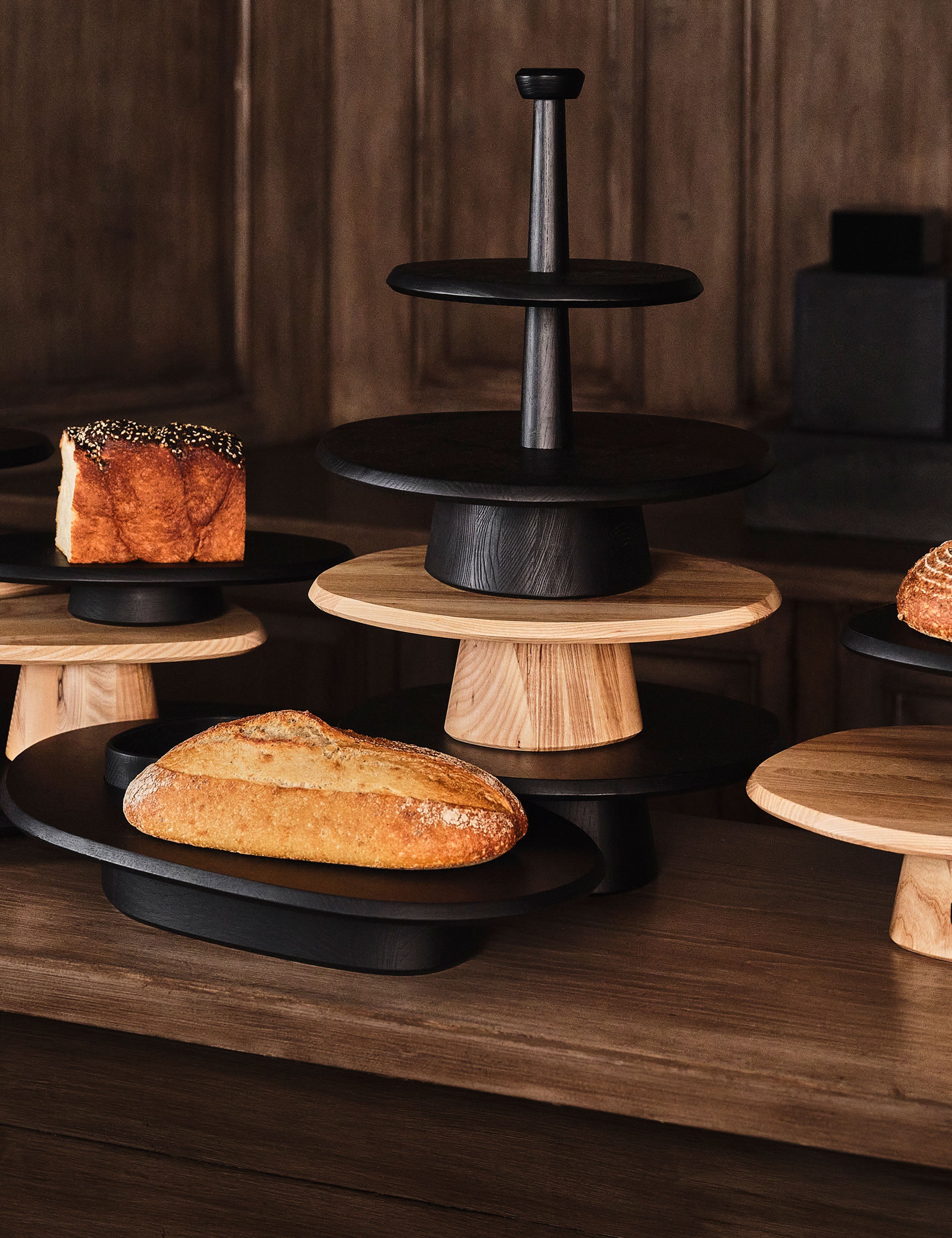 Kelly Wearstler x Serax Dune Ash Wood Cake Stand - Elegant Dessert Display for Weddings, Parties & Home Decor