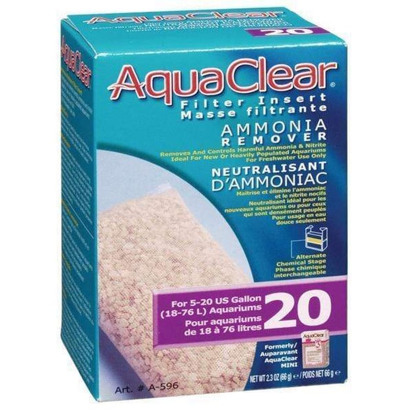 AquaClear 20 Ammonia Remover Filter Insert - High Efficiency Fish Tank Water Filter Media for Freshwater & Saltwater Aquariums - Reduce Ammonia & Improve Water Clarity for Healthy Fish