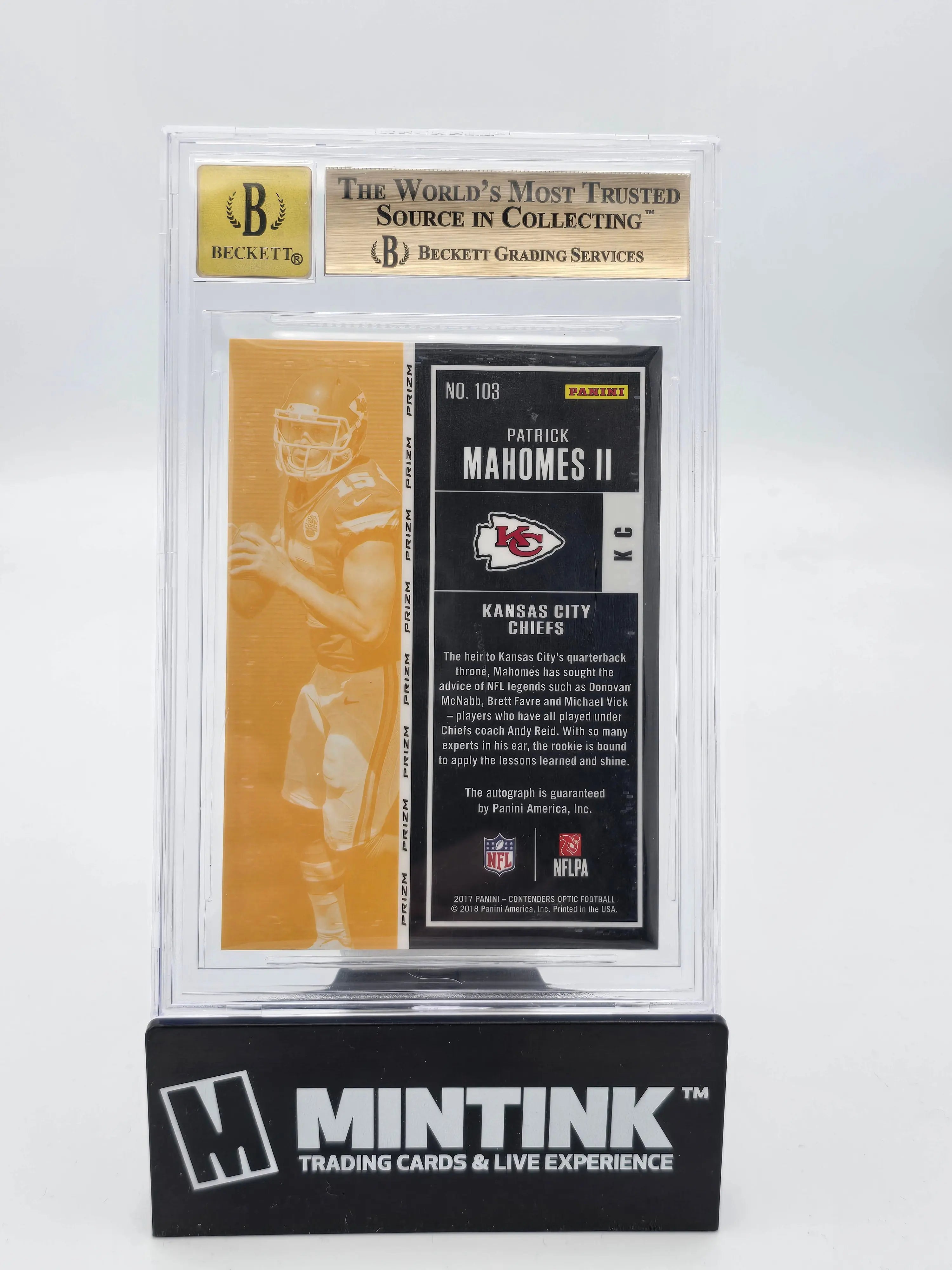 2017 Panini Contenders Optic Patrick Mahomes II Rookie Ticket Silver Autograph BGS 9.5 Gem Mint - Football Trading Card for Collectors & Sports Memorabilia Enthusiasts