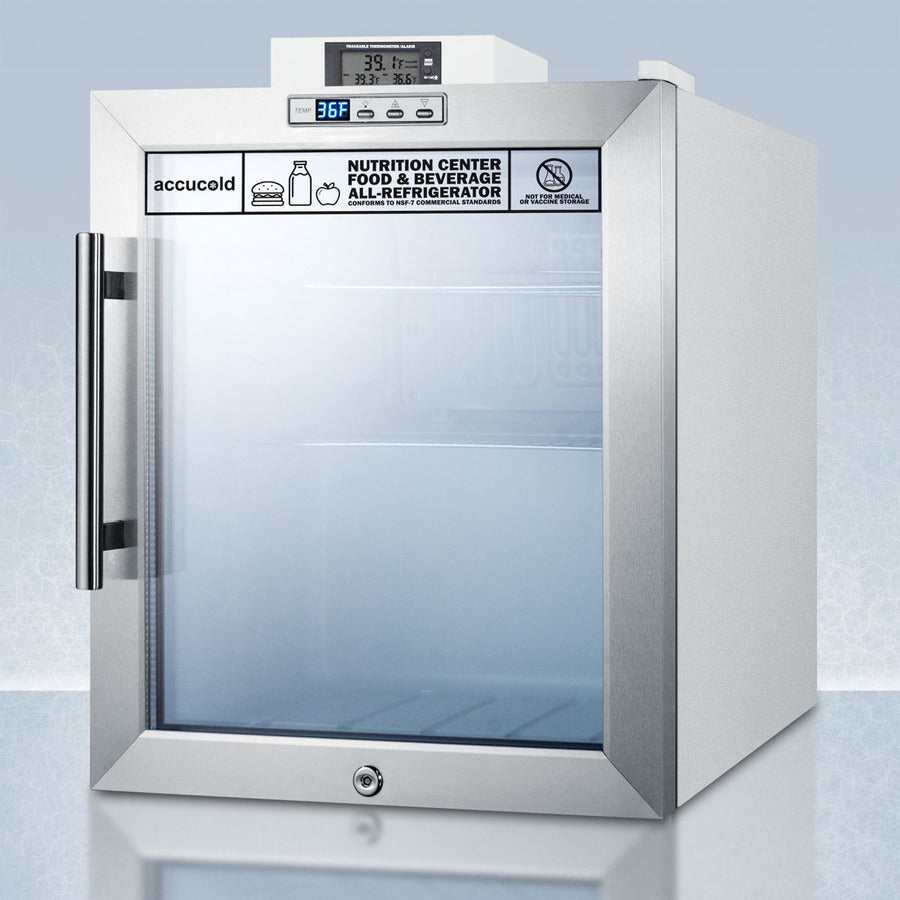 Accucold SCR215LNZ Compact All Refrigerator with Glass Door - Perfect for Small Kitchens, Offices, and Cafes | Energy Efficient Nutrition Center for Food Storage