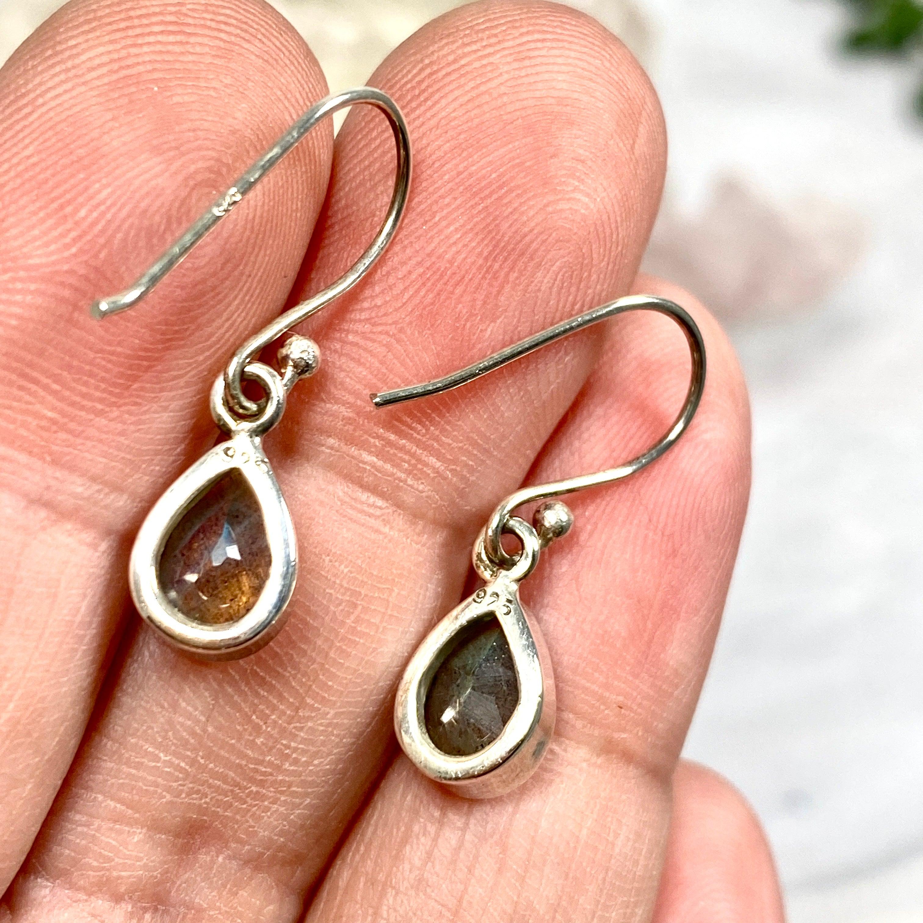 Labradorite Teardrop Faceted Earrings R2363 LBD - Elegant Crystal Dangle Earrings for Women, Perfect for Evening Parties & Special Occasions