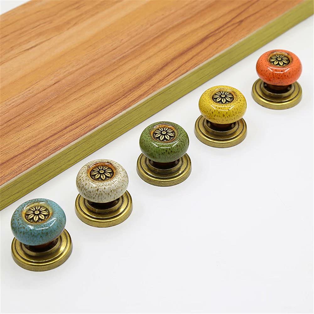 2 Pcs Leopard Print Green Ceramic Cabinet Knobs - Vintage Shabby Chic Drawer Pulls with Bronze Hardware - Perfect for Kitchen Cabinets, Dressers & DIY Furniture Upcycling Projects
