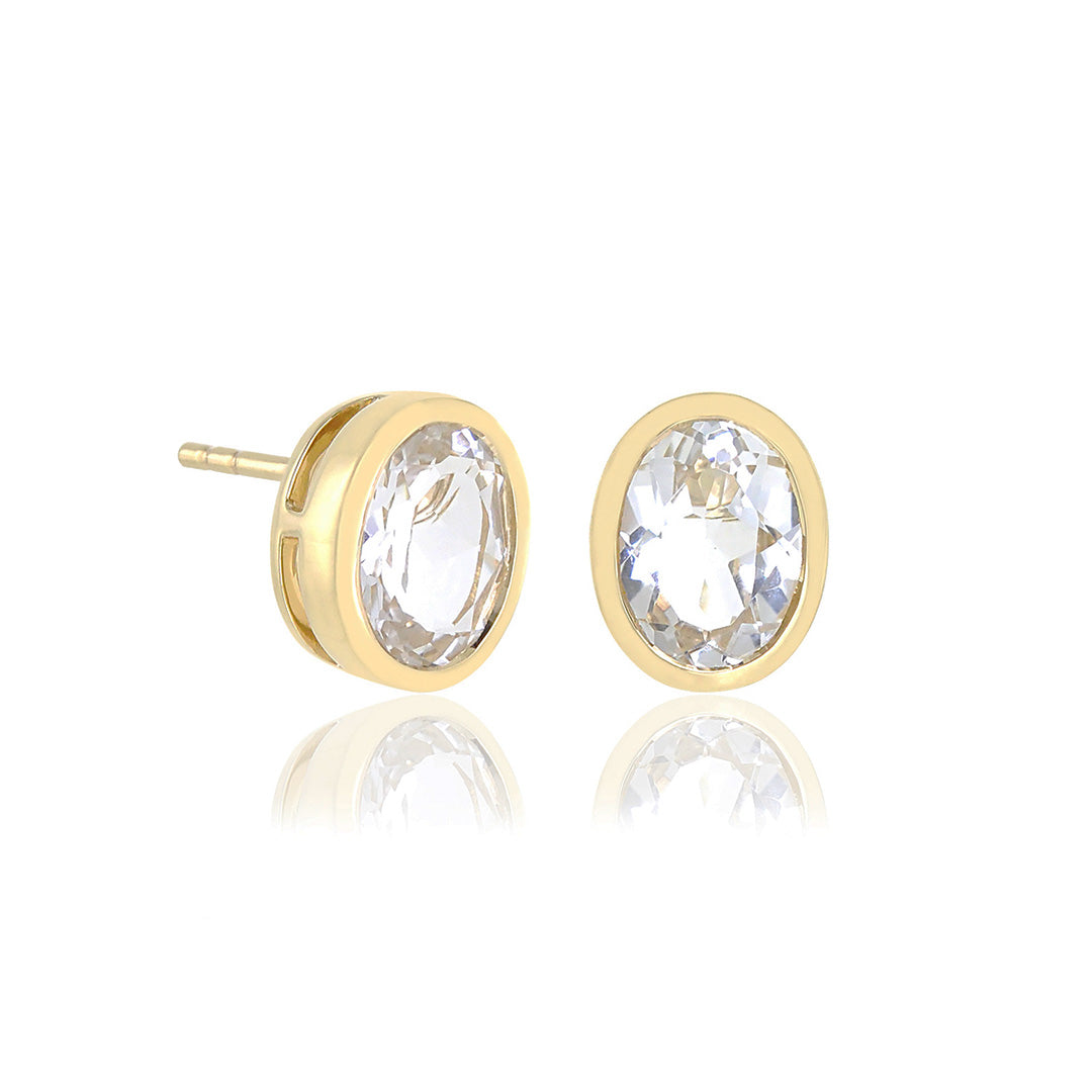 Joan Stud Earrings in White Topaz - Elegant Sterling Silver Earrings for Women | Perfect for Weddings, Parties & Everyday Wear