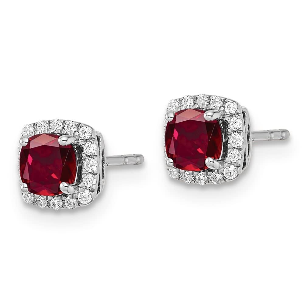10K White Gold Lab-Grown Diamond & Gemstone Halo Stud Earrings for Women | Fine Jewelry Gift for Anniversary, Birthday & Special Occasions | Elegant Everyday & Evening Wear