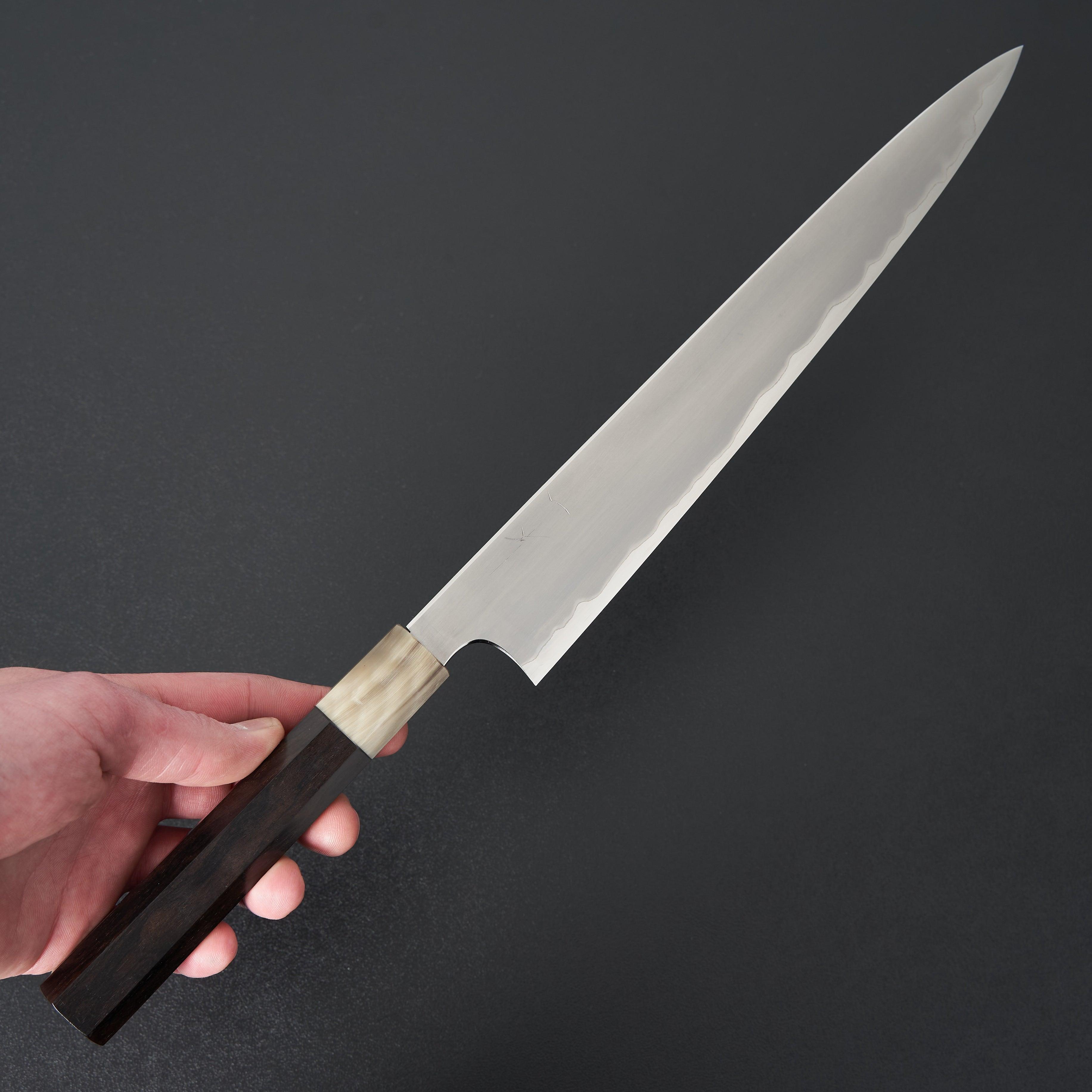 Premium Hitohira Togashi White #1 Stainless Clad Kasumi Sujihiki 270mm Japanese Slicing Knife with Ebony Handle - Perfect for Sushi, Sashimi & Meat Carving