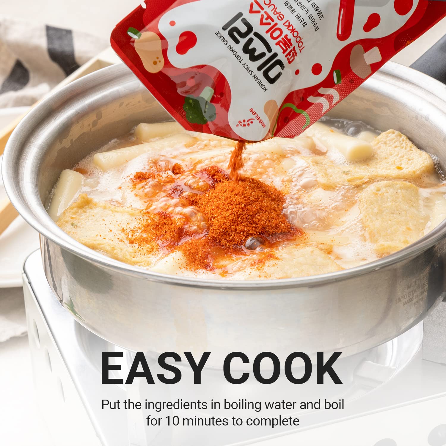 MISSLEE Tteokbokki Sauce Mix (5 Pack, 2 Servings Each) - Level 1.5 Mild & Sweet Korean Rice Cake Sauce | Perfect for Stir-Fries, Noodles & Korean Street Food Recipes | Authentic Flavor for Mild Taste Lovers
