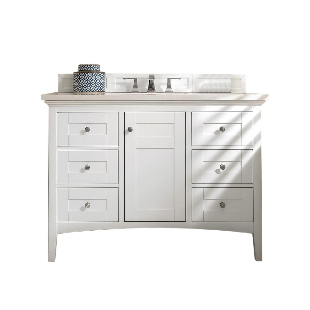 48-Inch Single Sink Bathroom Vanity in Bright White - Modern Farmhouse Style for Master Bath & Powder Room Remodel